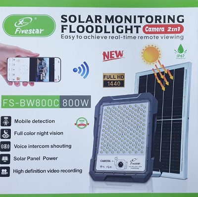 solar monitoring camera flood light